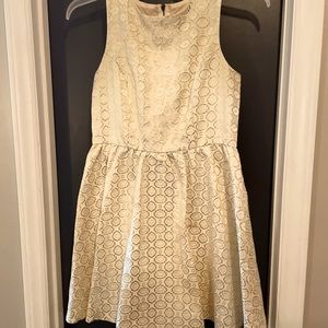 Gold and cream Geo print dress